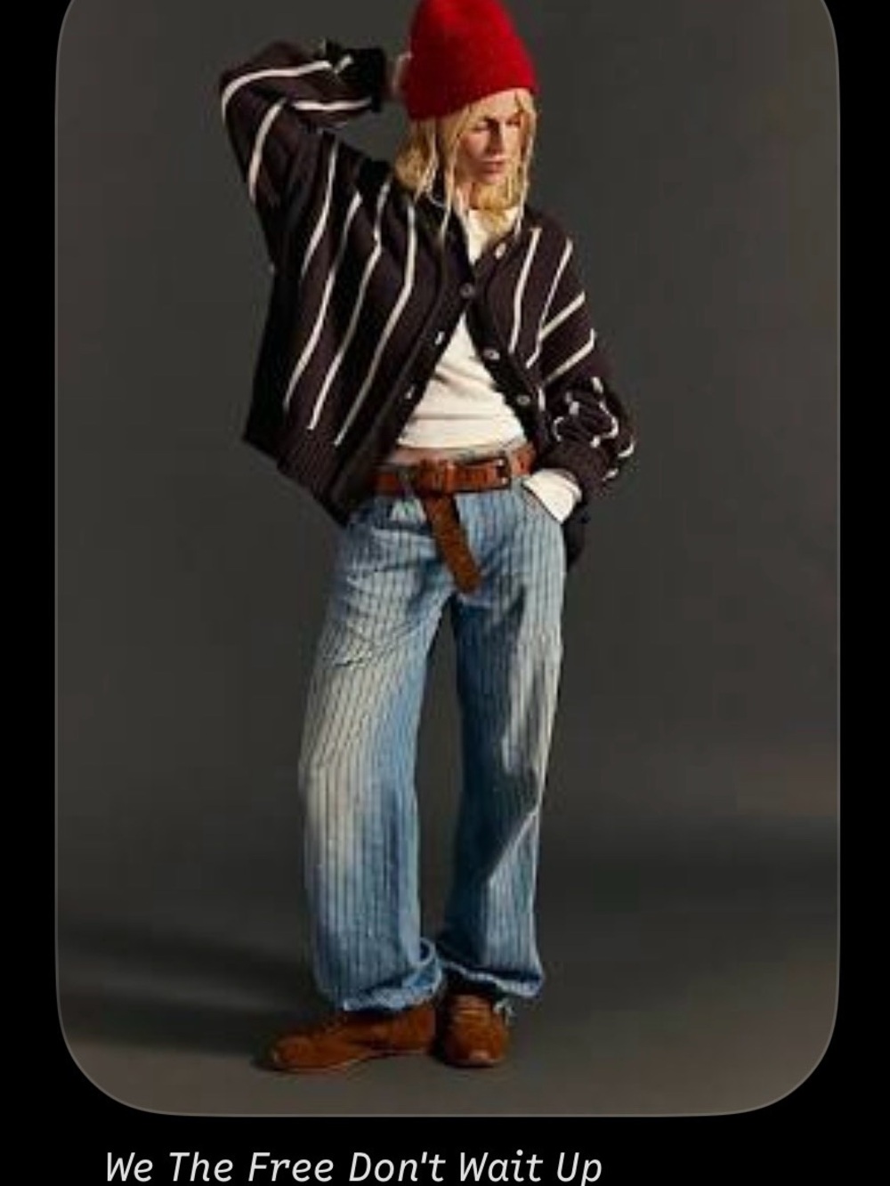 Free People We The Free Don't Wait Up Pinstripe Boyfriend Jeans Size 30
